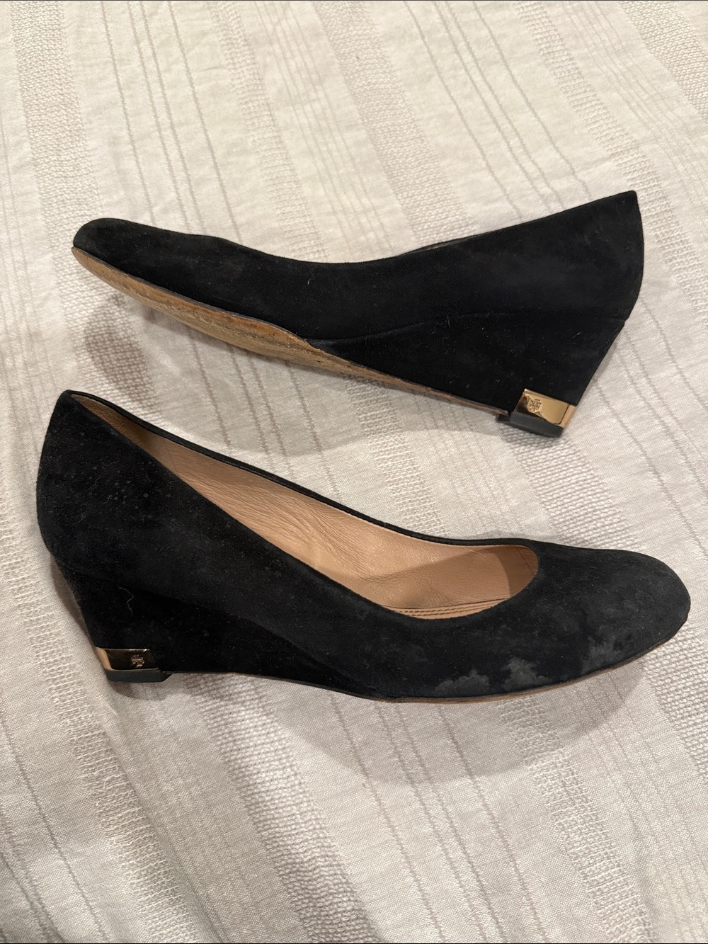 Tory Burch Black Suede Wedge Pumps - Women's Comfort Heels